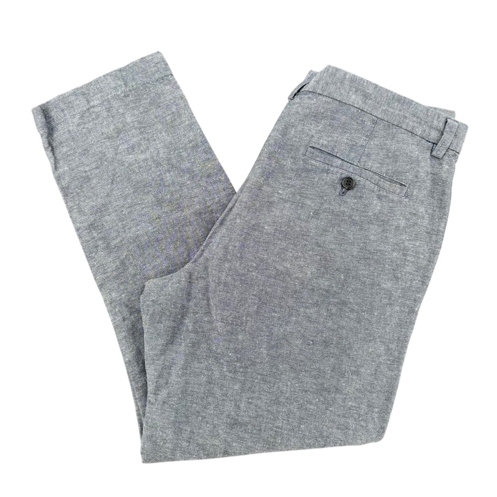 Banana Republic Aiden Chino Mens 34x30 Blue LINEN Cotton Blend Slim Fit Pants